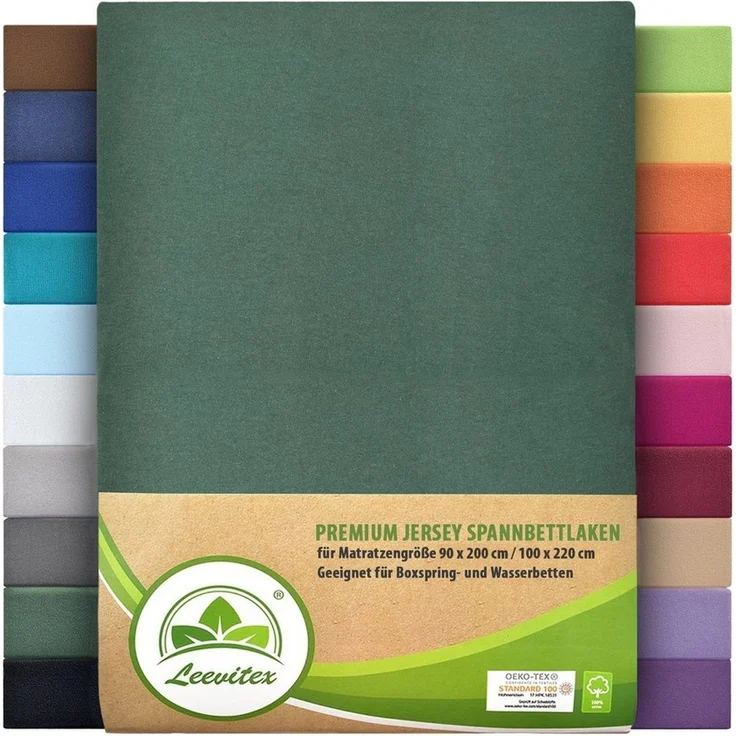 leevitex® Spannbettlaken Spannbettlaken Premium Elasthan, Gummizug: rundum, blickdicht, Anti-Pilling, 97% Baumwolle, 3% Elasthan, 40 cm Steg – Bild 5