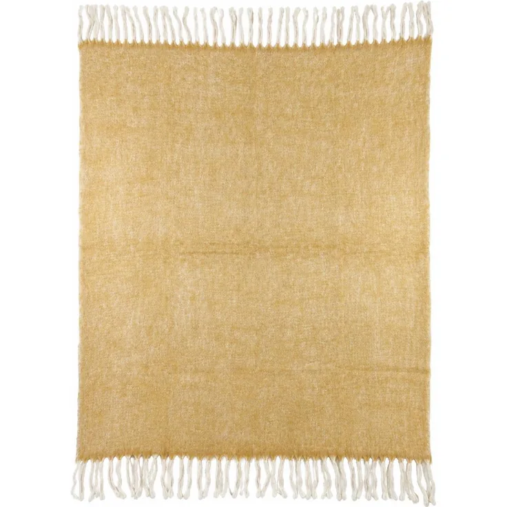 DIJK Natural Collections Kuscheldecke 130 x 160 cm – flauschige Wohndecke aus Acryl Maisgelb Ocker