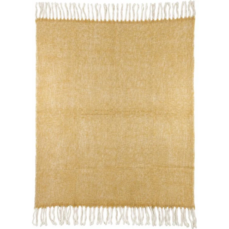 DIJK Natural Collections Kuscheldecke 130 x 160 cm – flauschige Wohndecke aus Acryl Maisgelb Ocker – Bild 1
