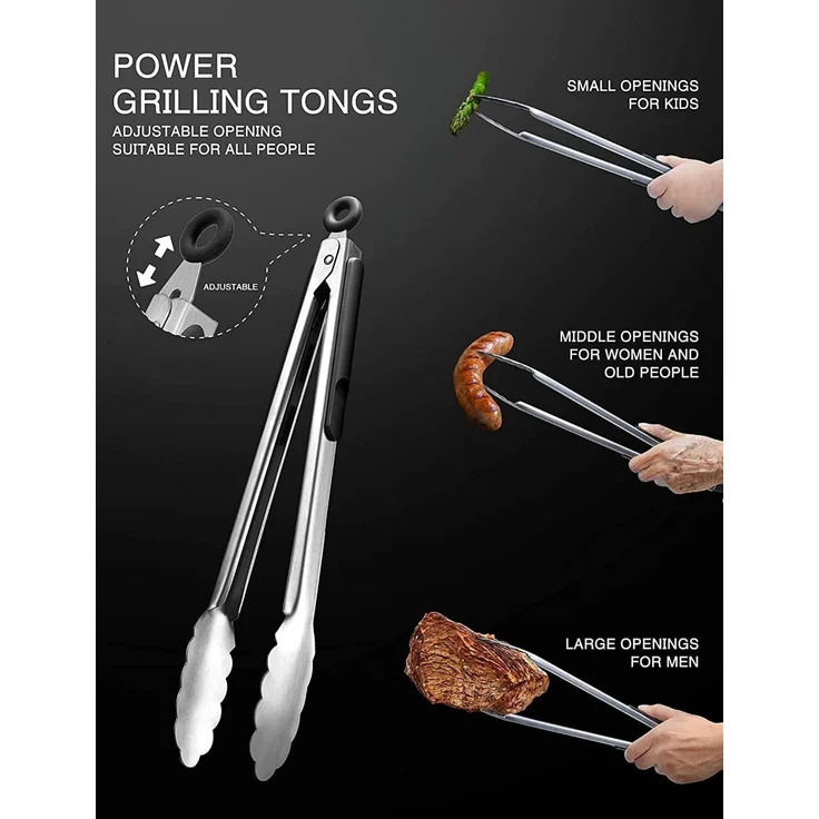 Grillbesteck Set Edelstahl Grill Geschenke Zubehör mit Schürze und Koffer, 1x Grillbesteck-Set (21-tlg.) – Bild 2