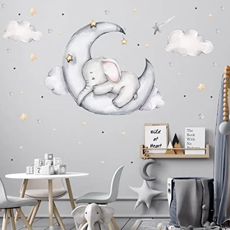 WANDKIND Wandtattoo Elefant auf dem Mond V311 (Elefant), rückstandslos abziehbar – Bild 2