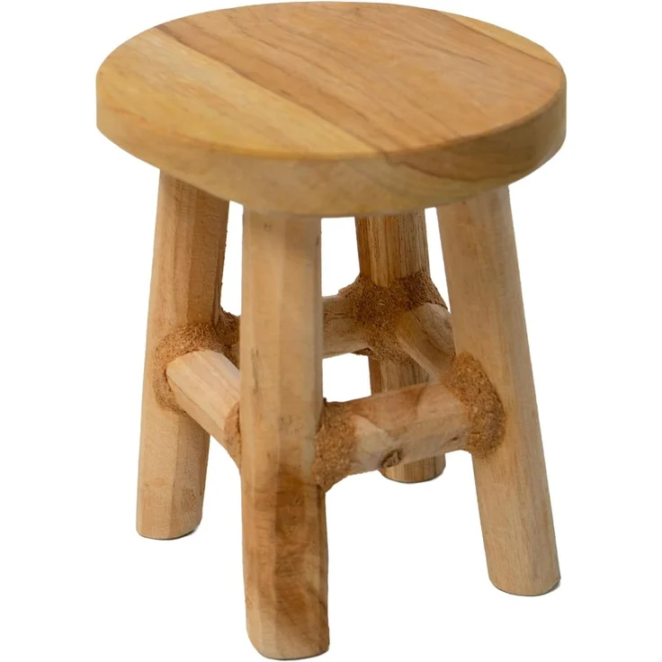 mgc24 Teakholz-Pflanzenhocker - Stabiler 4-Bein Blumenständer aus Massivholz, handgefertigt aus Echtholz, vielseitig & pflegeleicht, vormontiert - Perfekt für Wohnzimmer, Garten, Deko - 17x15 cm