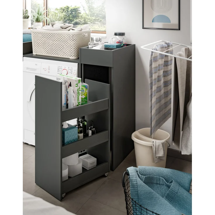 Anstellregal (B/H/T: 29x101x60 cm) in anthrazit Nachbildung – Bild 7