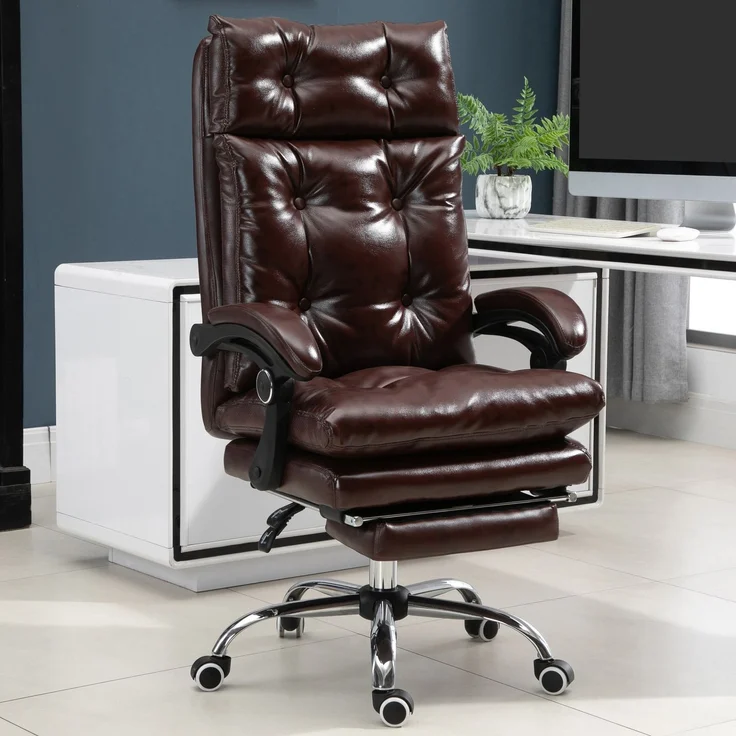 MELAYR, Bürostuhl, ergonomischer Bürostuhl mit verstellbarer Höhe, 77 x 40 x 65 cm, Braun – Bild 3