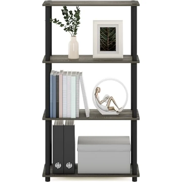 Furinno Turn-N-Tube 4-Stufe Mehrzweck-Regal, French Oak Grey/Black, 59. 9 (Breite) x 109. 9 (Höhe) x 29. 7 (Tiefe) cm – Bild 7