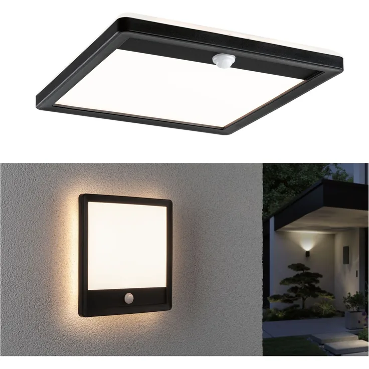 Paulmann 94665 LED Außenpanel Lamina Bewegungsmelder eckig IP44 Schwarz