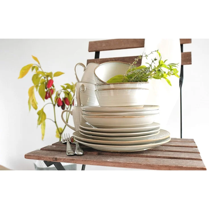 Mäser 931371 Nottingham Vintage Tafel-Service für 4 Personen mit Speiseteller und Suppenteller im Retro-Look, Steinzeug, beige, 8-teilig (1 Set) – Bild 4
