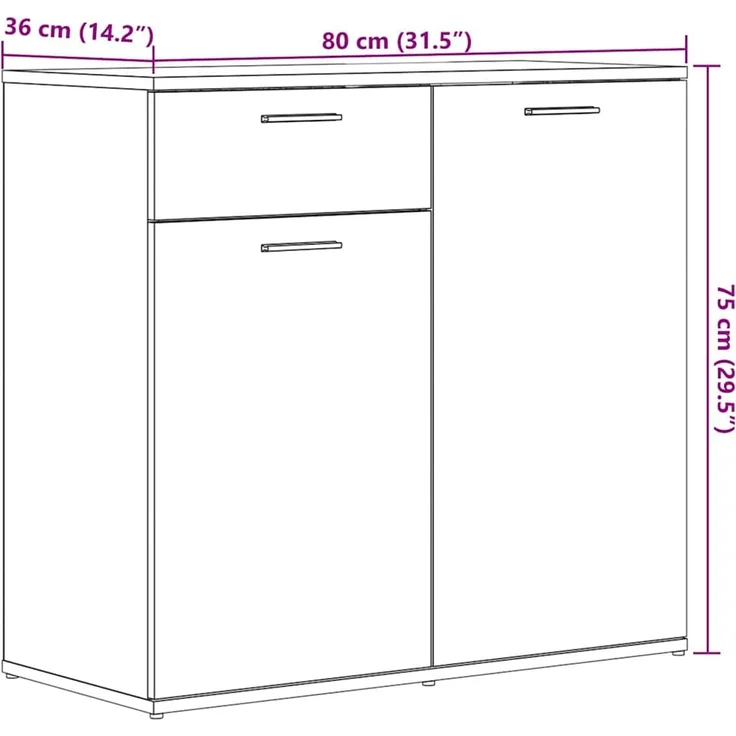 vidaXL Sideboard Altholz-Optik 80x36x75 cm Holzwerkstoff 856006 – Bild 11