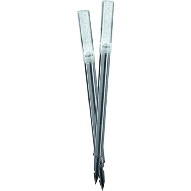 Leuchtstab Twin, 2er Set, Acrylblock mit Luftblasen, bubble tower, Akku, LED Gartenleuchte, Außenleuchte, Wegeleuchte, Stehleuchte, Erdspieß, Edelstahl, metall, wetterfest, IP44