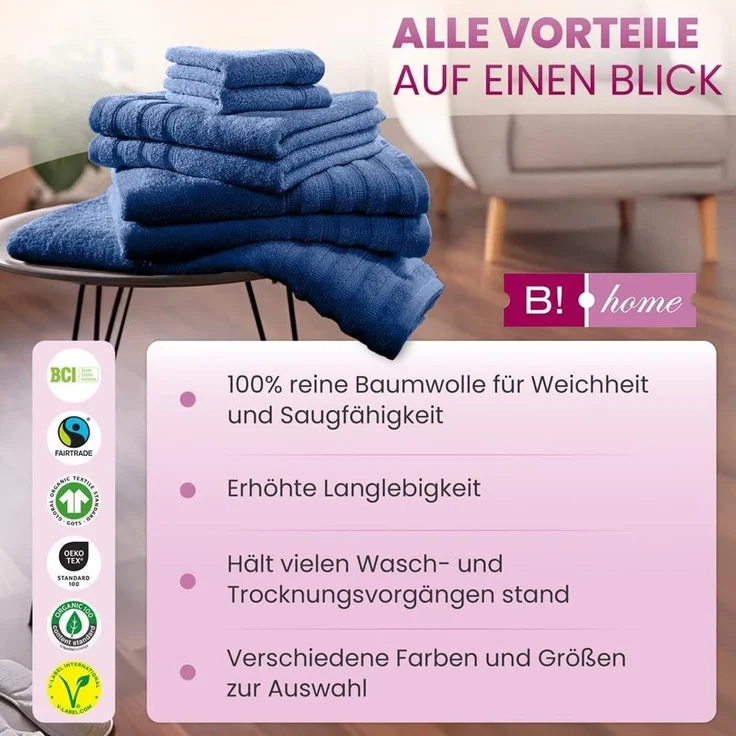 4er Set Handtücher Plain dunkelblau 50x100 - Farbe: Dunkelblau, Größe: 50x100 – Bild 7