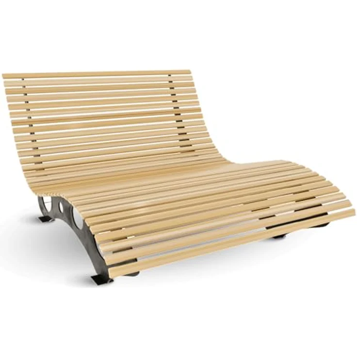holz4home Waldliege aus Kiefernholz, ergonomische Gartenliege mit stabilen Metall-Standbeinen, 148x152x105 cm – Bild 1