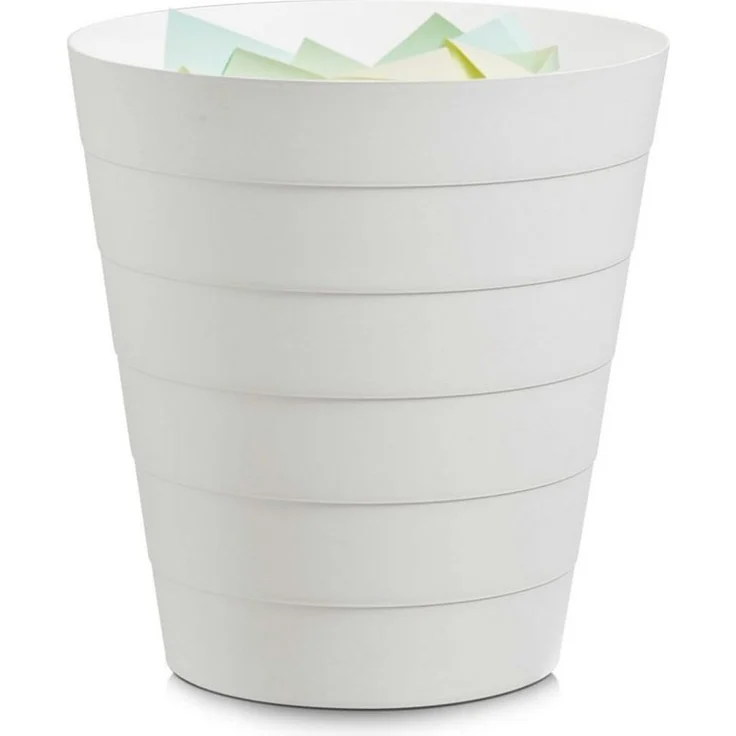 Basera® Mülleimer Papierkorb für Büro, Bad, Jugendzimmer & Kinderzimmer, 13,5 Liter, 29 x 29 x 30 cm, Kunststoff, rund, weiß – Bild 2