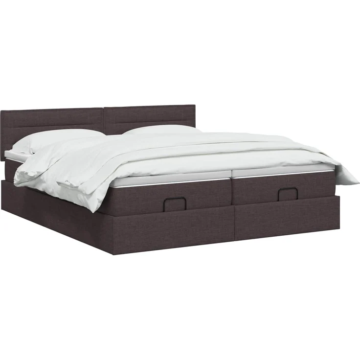 vidaXL Ottoman Bett mit Matratze mit Kopfteil 2 pcs Dunkelbraun Stoff 3456673 – Bild 3