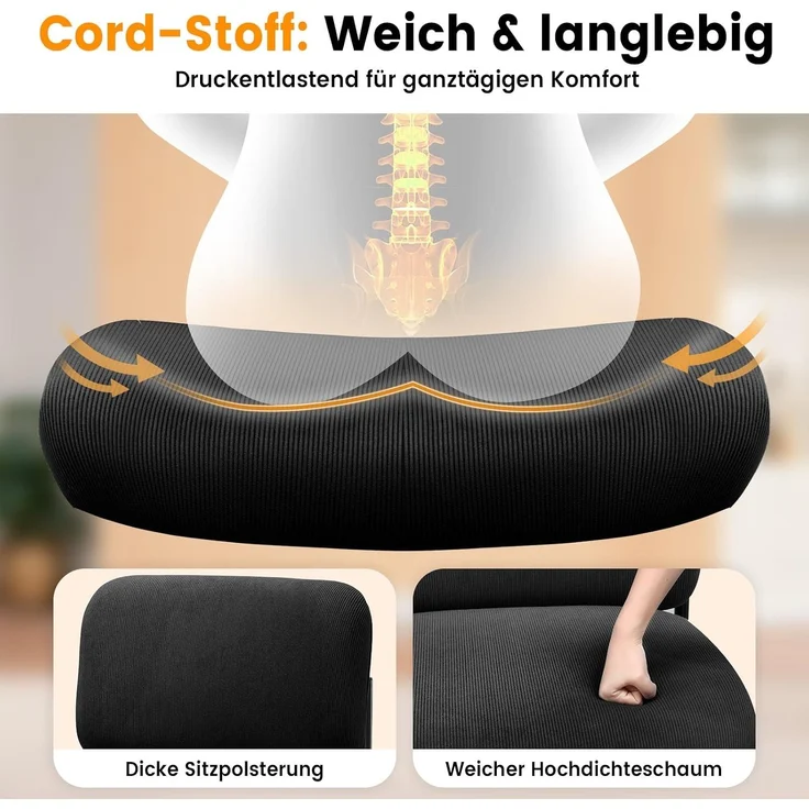 COMHOMA Loungesessel Sessel Relaxsessel Ohrensessel modern, Polsterstuhl mit Metallbeinen, Einzelsofa für Wohnzimmer/Schlafzimmer/Garten, Schwarz – Bild 2