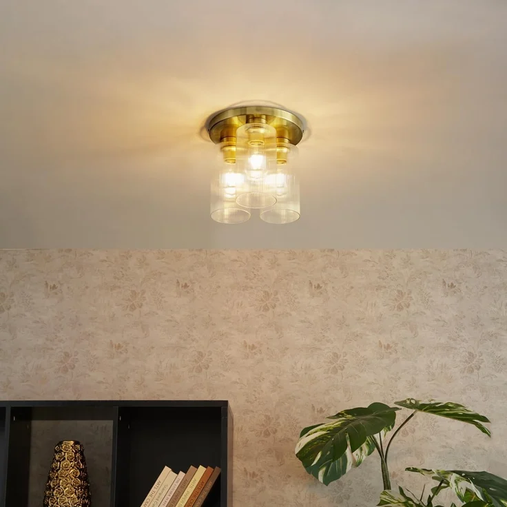 Qazqa Deckenleuchte Laura, ohne Leuchtmittel, E27, Gold, Art Deco, Glas, 1-flammig – Bild 1