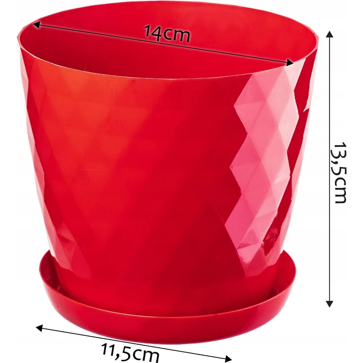 KADAX Kunststoff-Blumentopf mit Ständer, Blumentopf-Abdeckung, Blumen, 14 cm, Rot – Bild 2