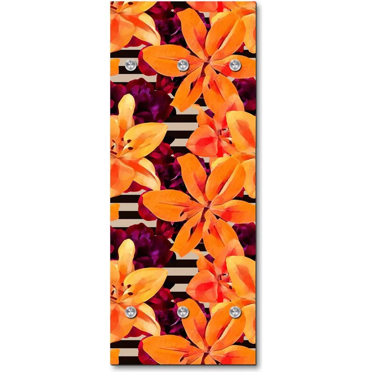 Queence Garderobe - "Ayopa" Druck auf hochwertigem Arcylglas inkl. Edelstahlhaken und Aufhängung, Format: 50x120cm