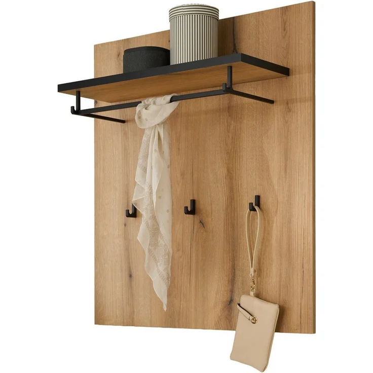 Home affaire Garderobenpaneel Cantara, Wandregal, Flurgarderobe mit Hutablage, Kleiderstange & Haken, vielseitig einsetzbar, in zwei Farben verfügbar, 79 cm breit – Bild 3