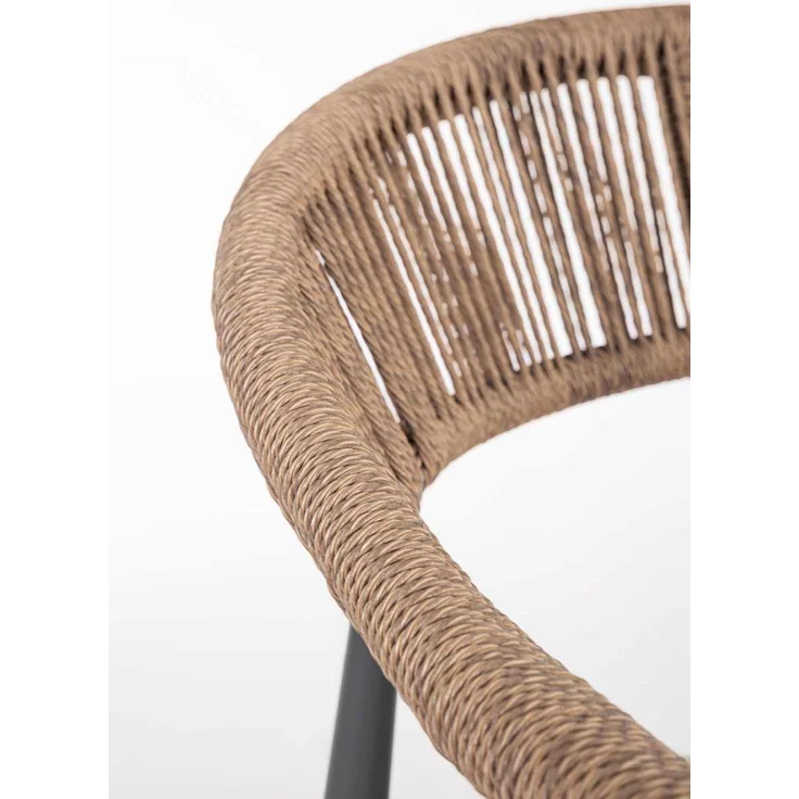 Garten-Set Jandia Aluminium Rattan, modern skandinavisch, anthrazit natur, mit Kissen für 4 Personen – Bild 3