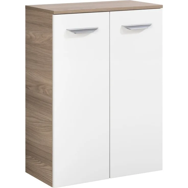 Fackelmann LUXOR Doppel Midischrank 60,5 cm, Braun hell/Weiß