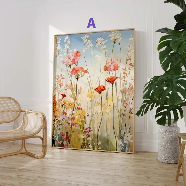 Blumen Poster · Geschenkidee · Farbenfrohe Blumenvasen und Künstlerische Floralkunst im Modernen Stil · Dekoprint ohne Rahmen - A / 70x100 cm