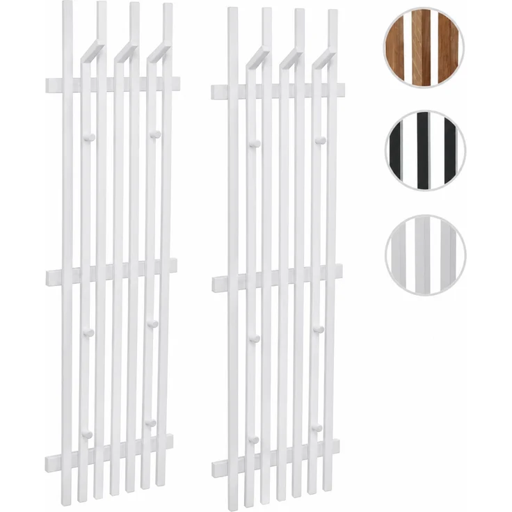 MCA 2er-Sets Garderobenpaneel HWC-P57, Wandgarderobe Garderobenleiste, Massiv-Holz 135x40cm Eiche ~ weiß – Bild 10