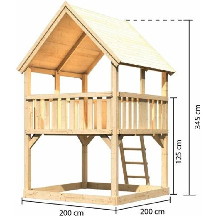 Karibu Kinderspielturm Luis mit Satteldach naturbelassen – Bild 12