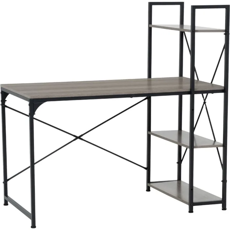 Schreibtisch TUZLA mit Seitenregal 120 x 64 cm – Eiche Grau