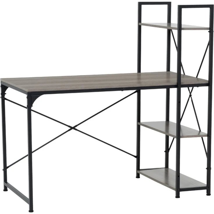 Schreibtisch TUZLA mit Seitenregal 120 x 64 cm – Eiche Grau – Bild 1