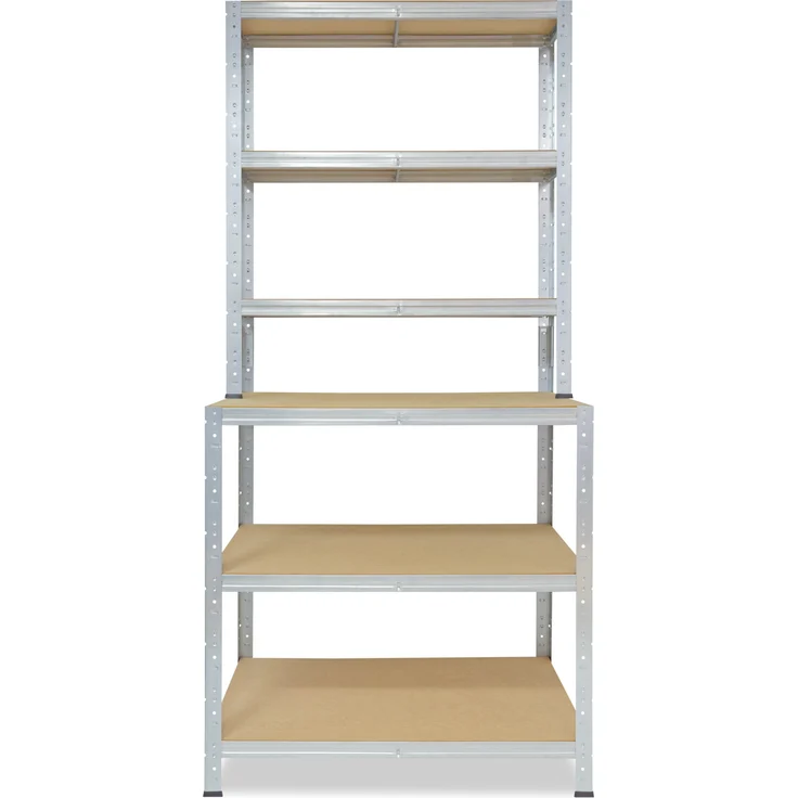 shelfplaza HOME 190x80x60 cm Werkbank Regal in grau-verzinkt mit 6 Böden und 145 kg Traglast pro Boden – Bild 5