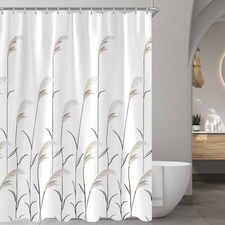 Duschvorhang Weizenohr 240x200cm Antischimmel Wasserabweisend Ösen 14 Ringe – Bild 8