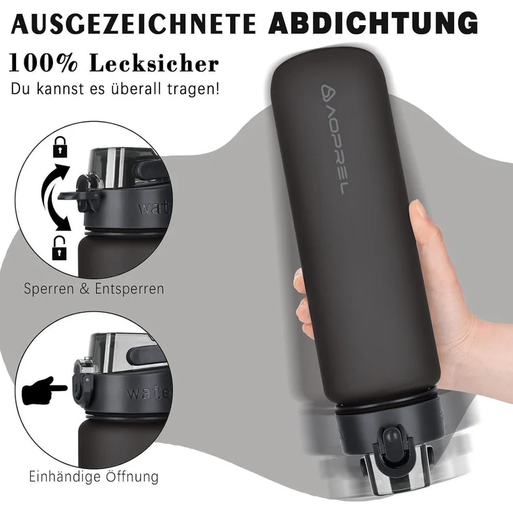 AOPREL Trinkflasche 1 Liter BPA-frei, auslaufsicher, für – Bild 3