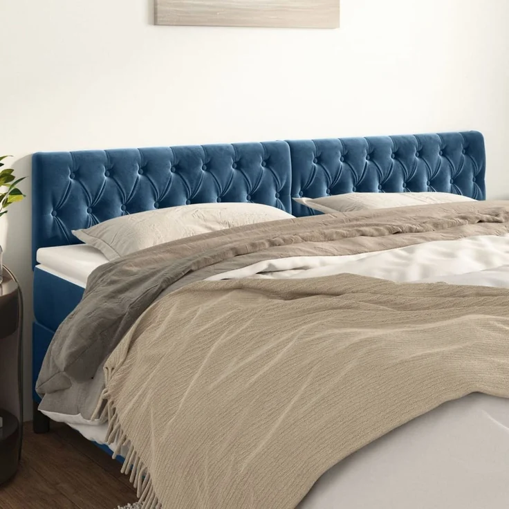 vidaXL Kopfteile 2 Stk. Dunkelblau 90 x 7 x 78/88 cm Samt 346380 – Bild 1