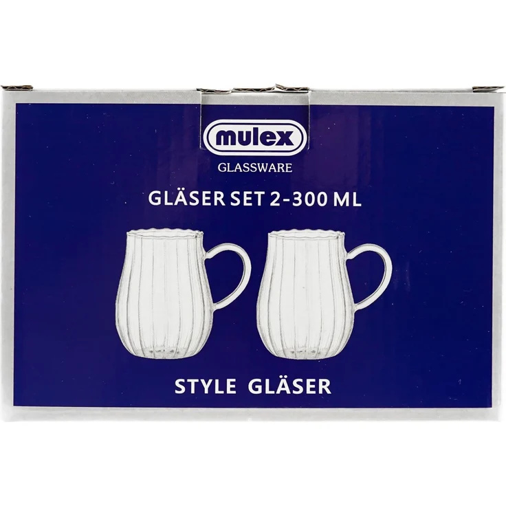 4er Riffle Gläser-Set 350 ml - Tee- Kaffeegläser mit Henkel aus Borosilikatglas – Bild 5