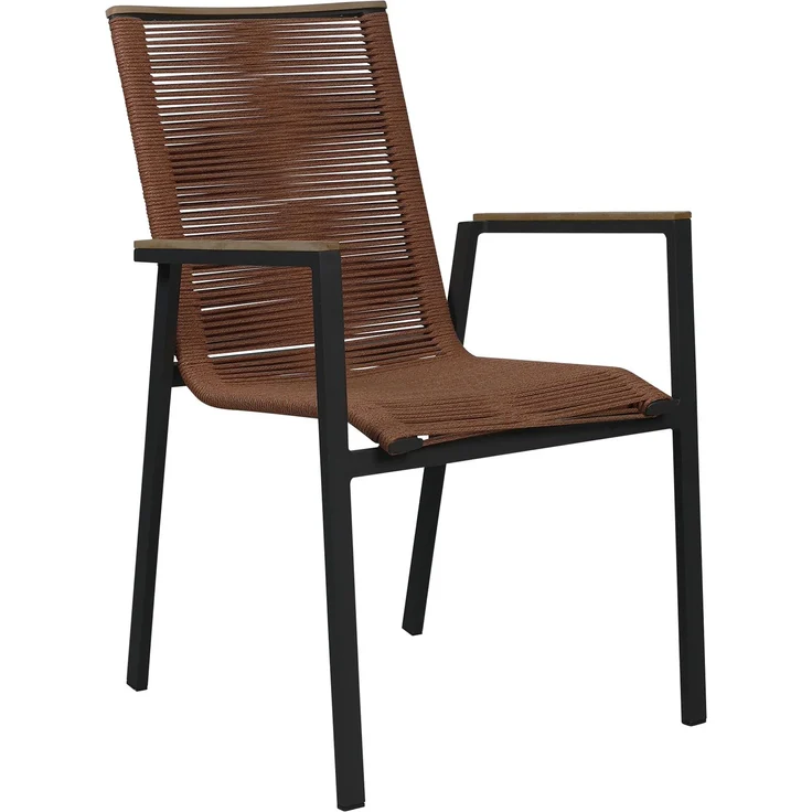 Gardissimo HELENA 4x Alu Stapelsessel mit Rope Bespannung & Teak-Armlehnen – Bild 9