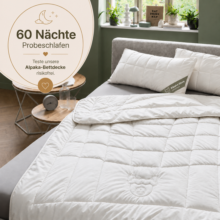 Alpaka Bettdecke Sommer 200x200 cm – 100% Alpakawolle, 1.000 g, Made in Germany – Bild 5