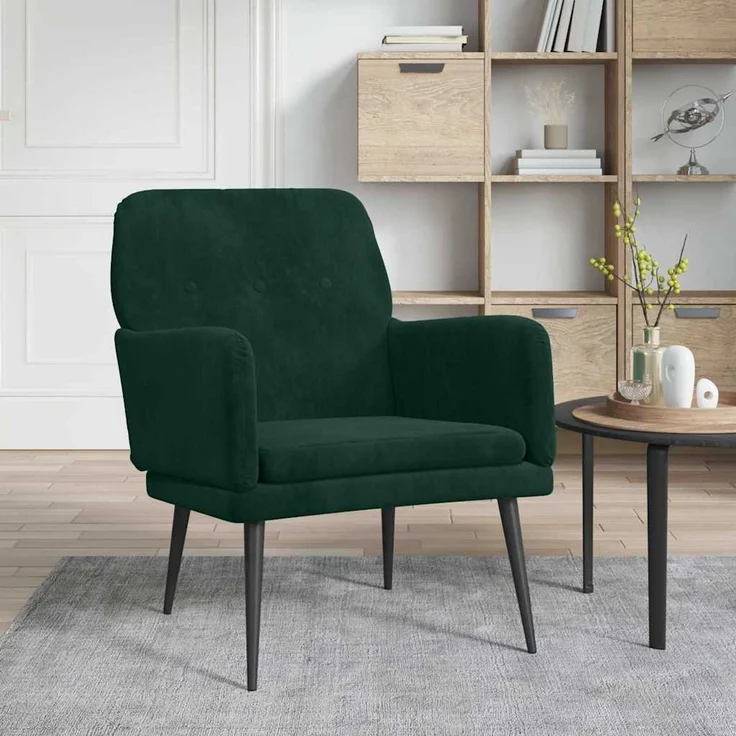 Sessel wohnzimmer, Relaxsessel Dunkelgrün 62x79x79 cm Samt – Bild 1