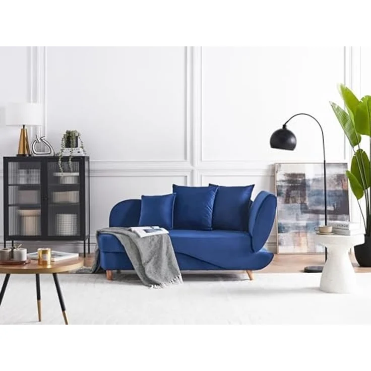 Chaiselongue Samtstoff marineblau mit Bettkasten rechtsseitig MERI II – Bild 2