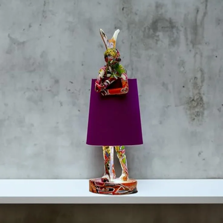 Kare Design Tischleuchte Animal Rabbit, Graffiti/Lila, Modern, Hasenleuchte, Tischlampe, Schlafzimmerlampe, Tiermotiv, kein Leuchtmittel enthalten, 50 x 17 x 20 cm (H/B/T) – Bild 3