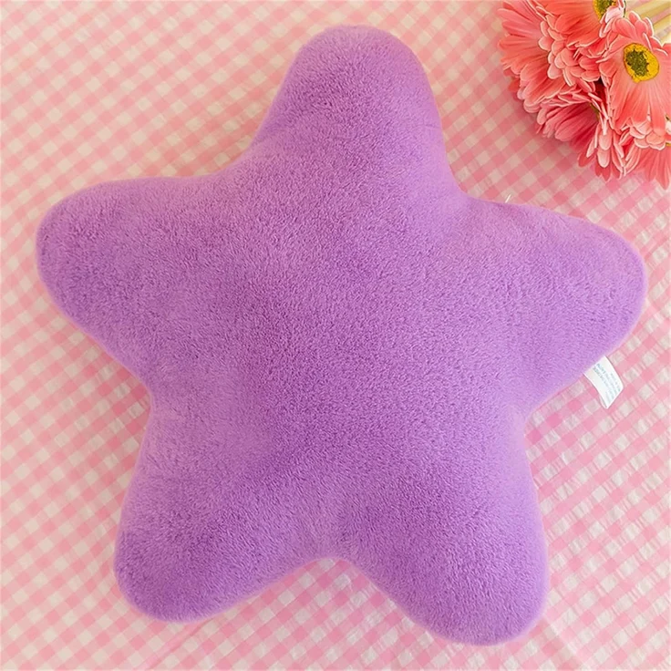 Kuschelkissen Kinder Niedlich Stern Plüsch Kissen Dekokissen Weiche Flauschige Sternform Zierkissen Sofakissen für kuschelecke Kinderzimmer Schlafzimmer Deko (Lila,28 cm) – Bild 1