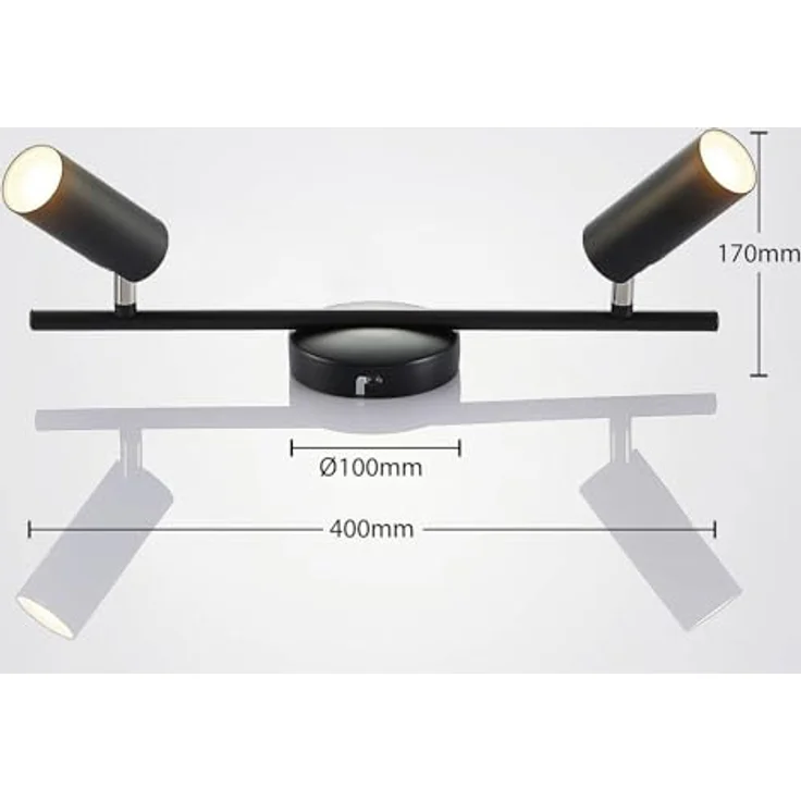 Lindby Camille LED Deckenlampe, 2-flammig, moderne Deckenleuchte in Schwarz aus Metall für Wohnzimmer und Esszimmer – Bild 4
