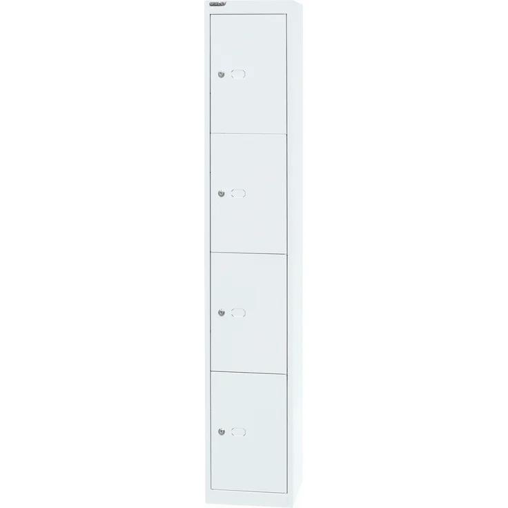 Bisley Schließfachschrank Office, 1 Abteil, 4 Fächer, T 457 mm, Farbe verkehrsweiß – Bild 3