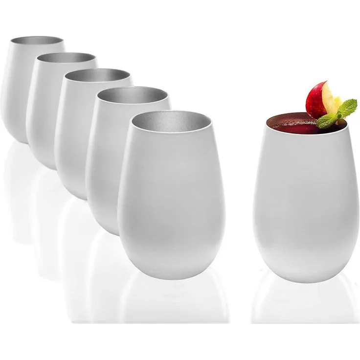 Stölzle Lausitz ELEMENTS Becher 465 ml weiß-silber 6er Set - A