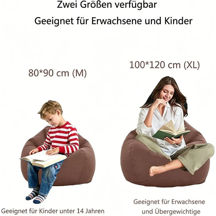Diwzbyn Sitzsack Sitzsackstuhl für Kinder und Erwachsene, nur Bezug (Keine Füllung), für Sofa-Stofftiere – Bild 2
