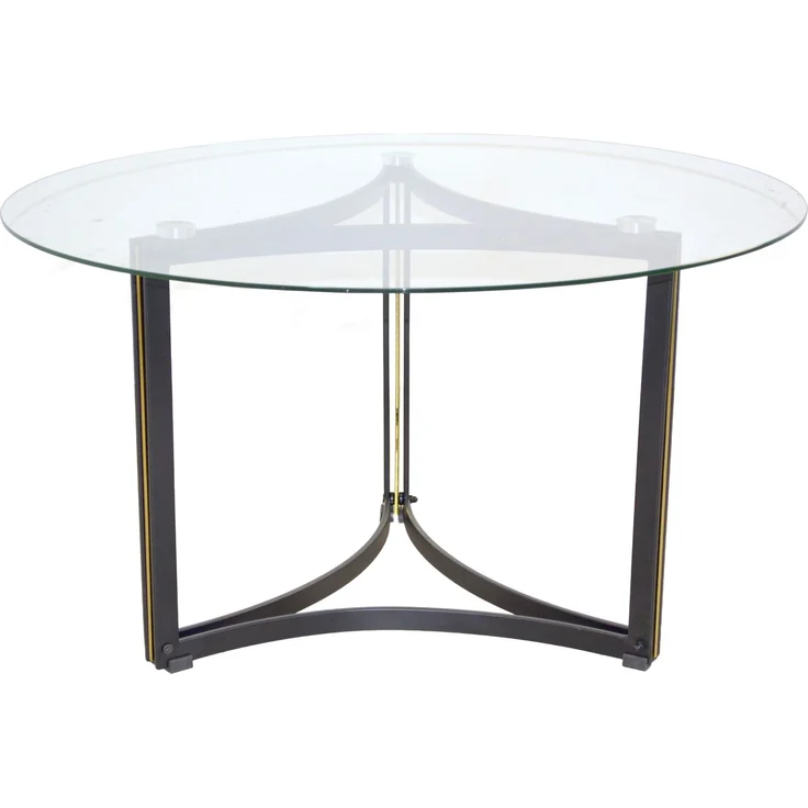 Eleganter Couchtisch mit runder Glasplatte & Metallgestell – Modernes Design mit goldfarbenen Akzenten – Bild 2