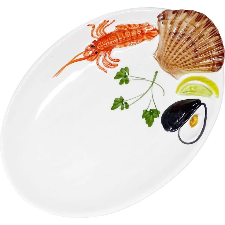Lashuma Servierteller Meeresfrüchte, Keramik, (1-tlg, 26 x 18 cm), Ovaler Salatteller italienisch zum Servieren – Bild 6