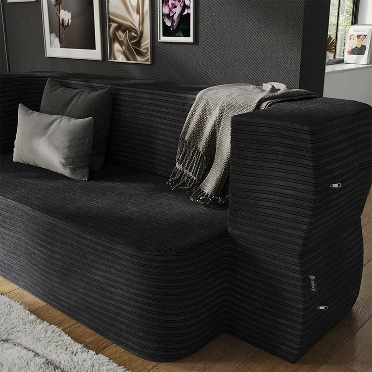 Sofa Lille Schwarz 190 cm mit Schlaffunktion Vitalispa – Bild 5