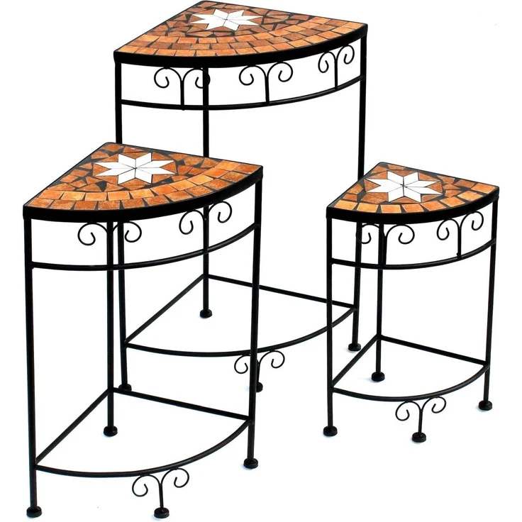 Blumenhocker Merano Mosaik 3er Set 12013 Blumenständer 42, 52 und 62cm Eckregal Hocker – Bild 6