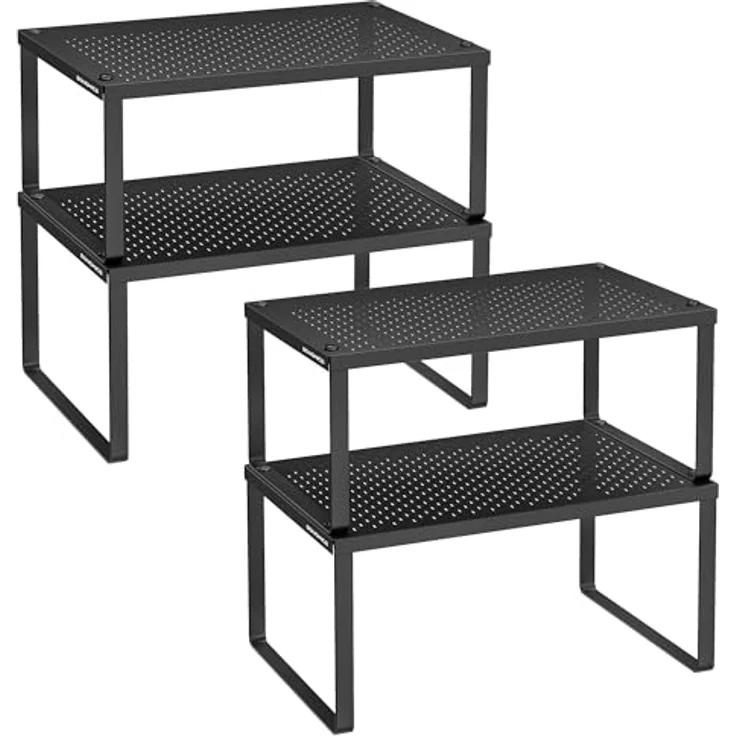 Songmics Gewürzregal, 4er Set, Küchenregal, Küchen-Organizer, Küche, Gewürzhalter, erweiterbar, stapelbar, kleines Regal, Metall, tintenschwarz KCS006B01 – Bild 2