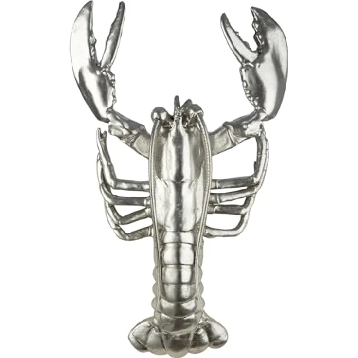 GILDE Wandobjekt Figur Lobster, silberfarbenes Kunstharz in Hummerform, Höhe 42cm x Breite 25cm, metallische Optik – Bild 3
